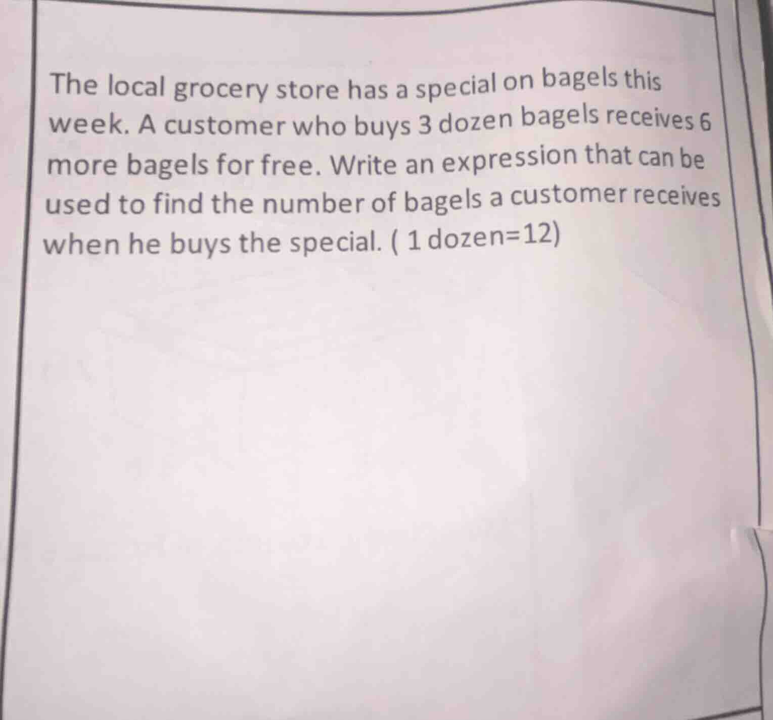 the local grocery store has a special on bagels this week. a customer w…