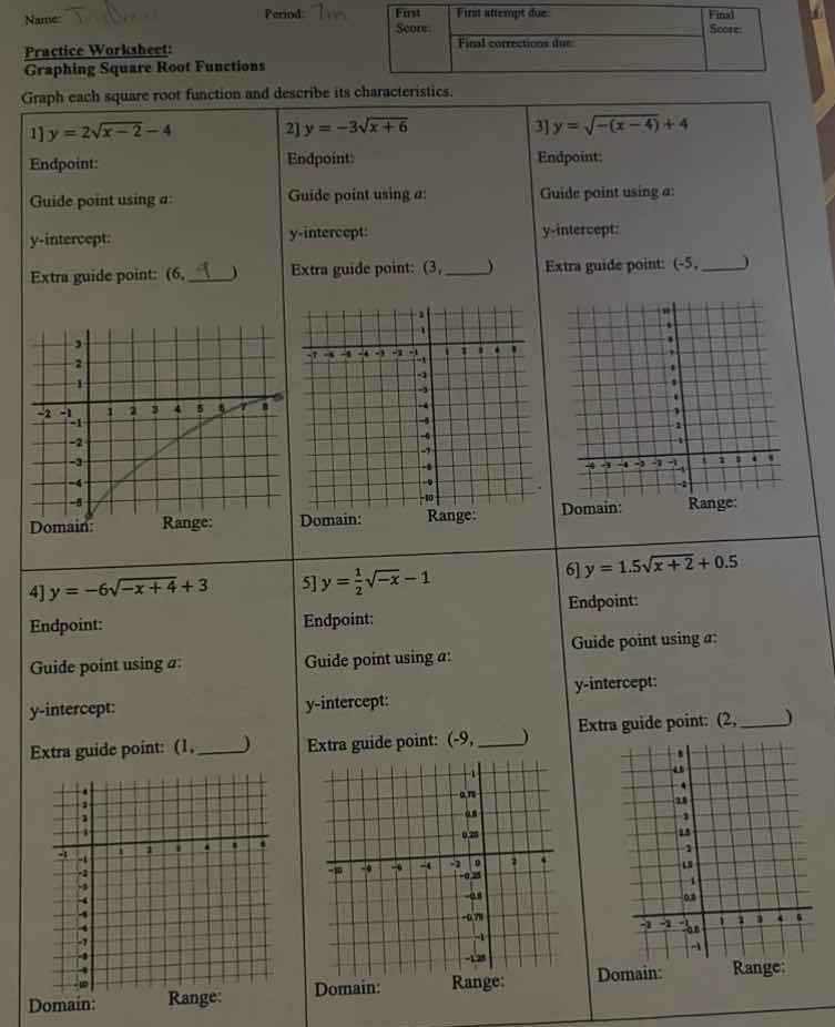 name: period: practice worksheet: graphing square root functions graph …