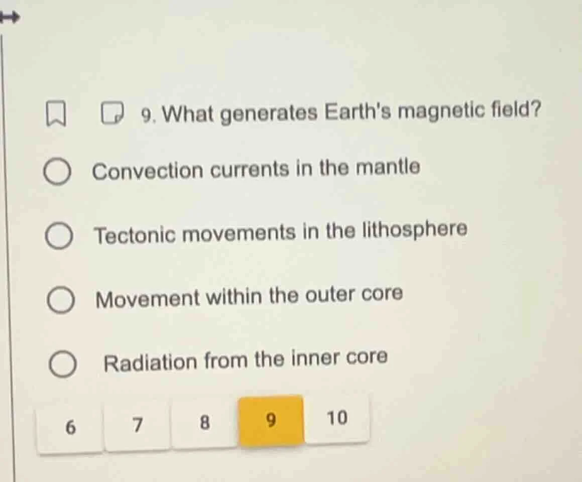 9. what generates earths magnetic field? convection currents in the man…