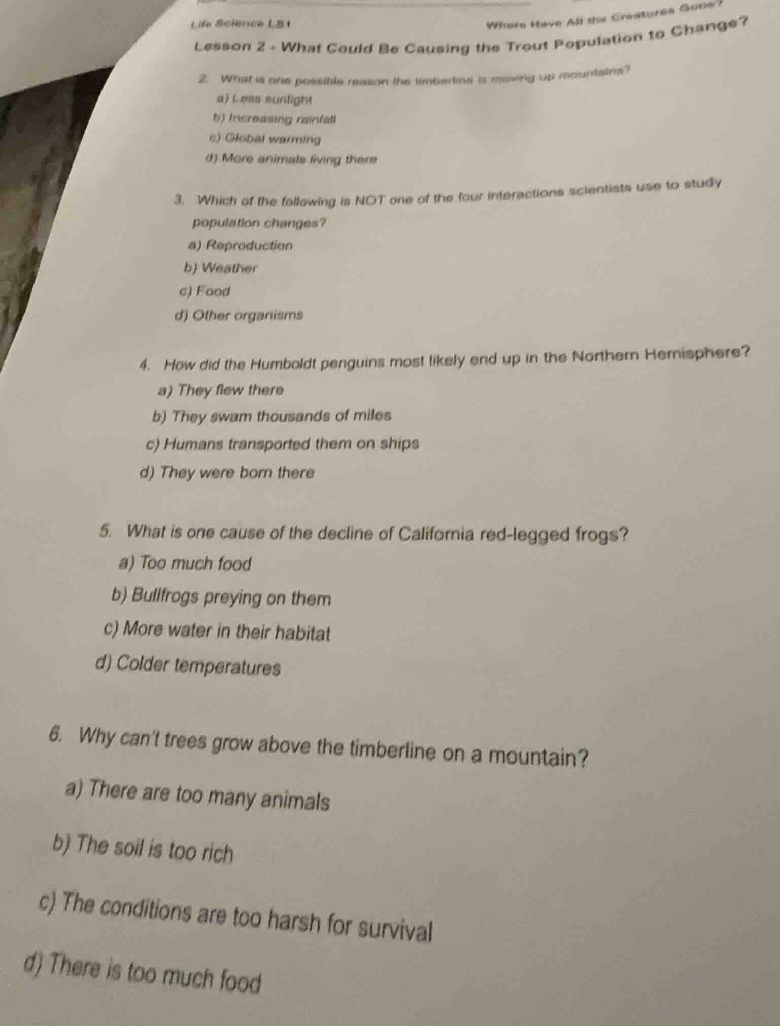 life science ls1 lesson 2 - what could be causing the trout population …