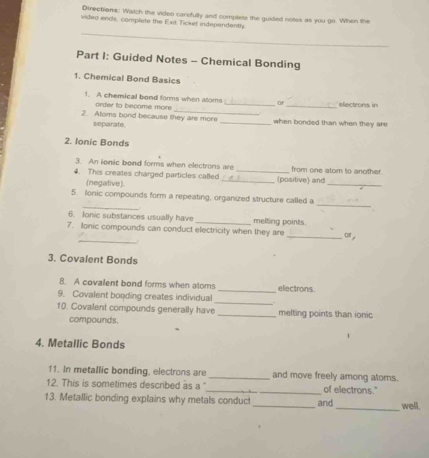 directions: watch the video carefully and complete the guided notes as …