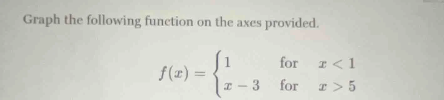 graph the following function on the axes provided. $f(x) = \\begin{case…