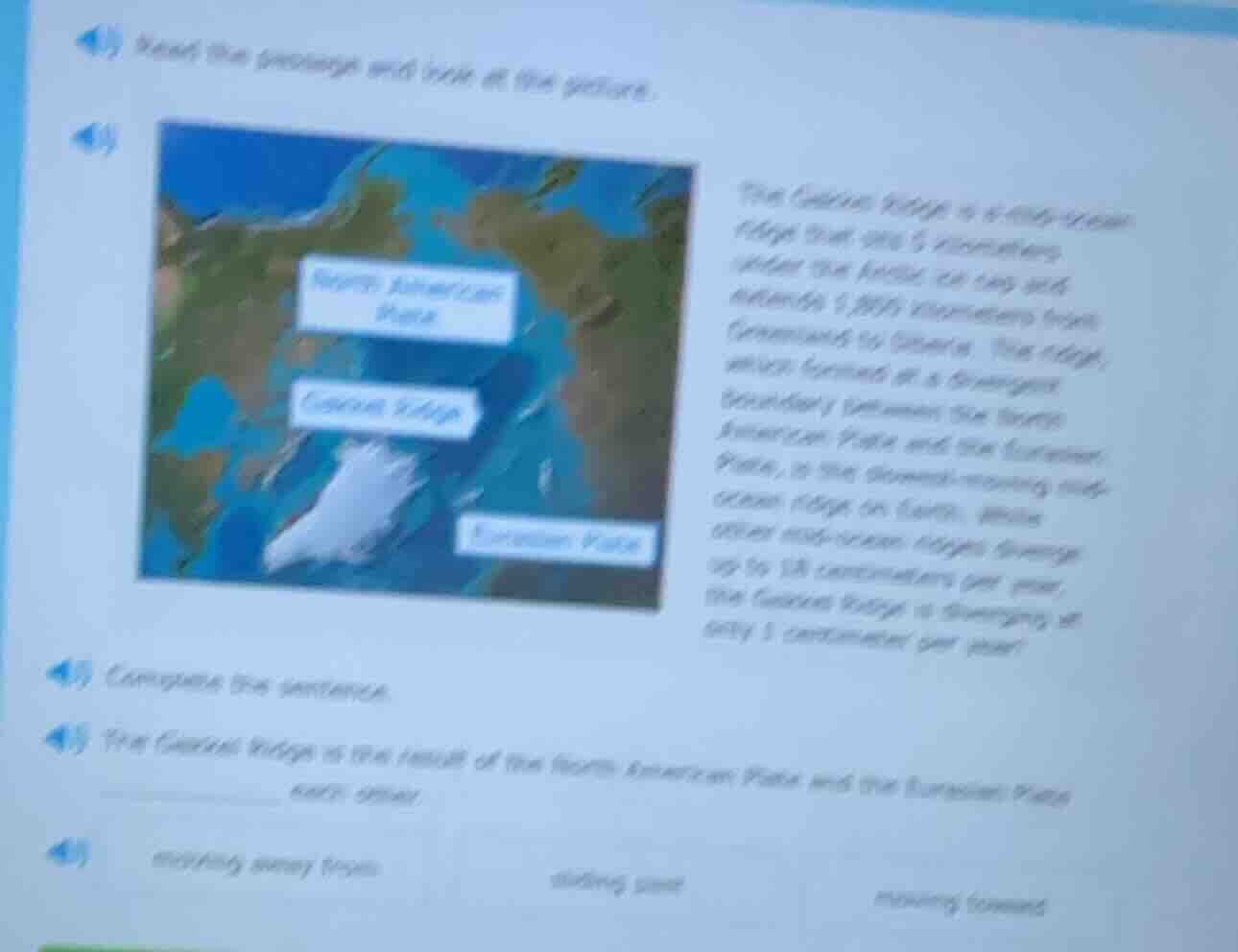 4) read the passage and look at the picture. 4) image the gakkel ridge …