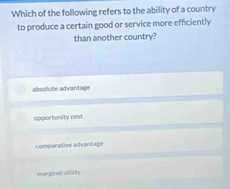 which of the following refers to the ability of a country to produce a …