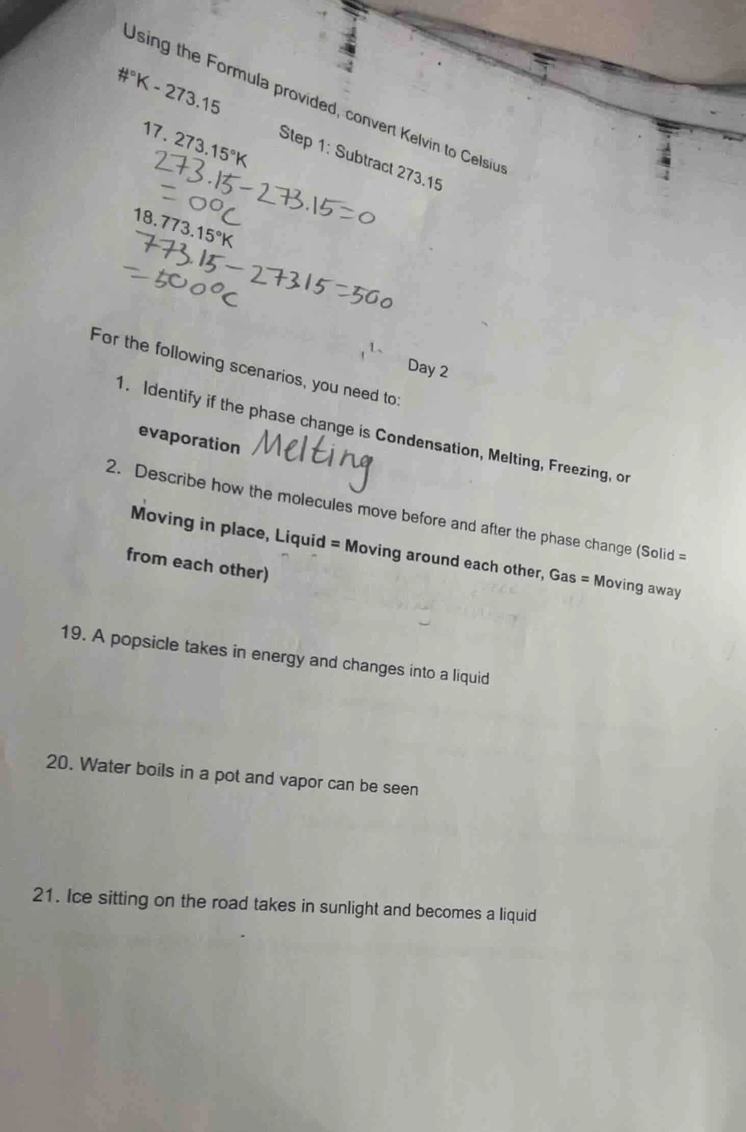 using the formula provided, convert kelvin to celsius #°k - 273.15 step…