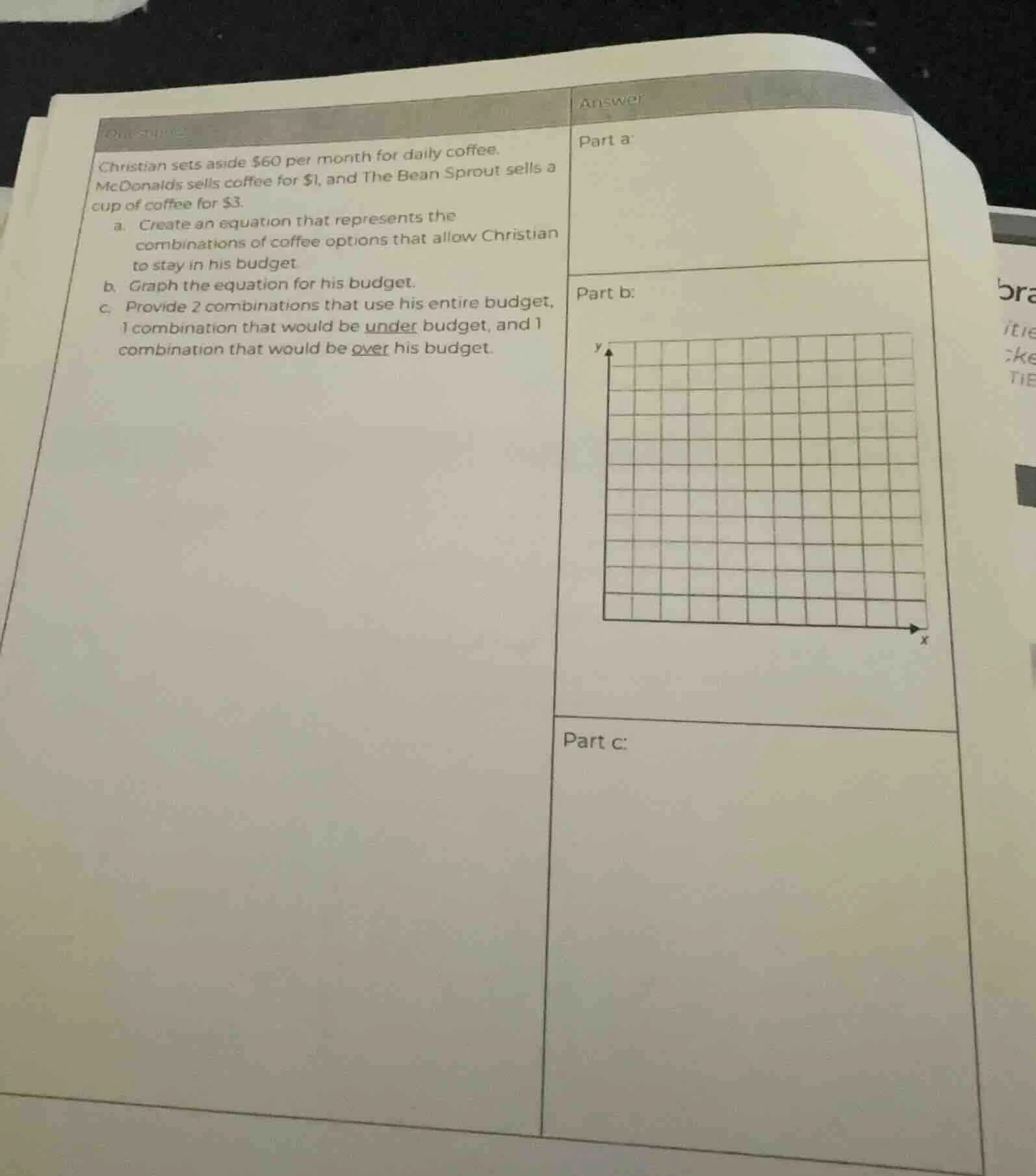 question 2 christian sets aside $60 per month for daily coffee. mcdonal…