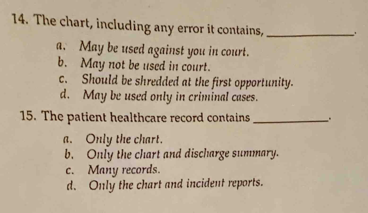 14. the chart, including any error it contains, ________. a. may be use…