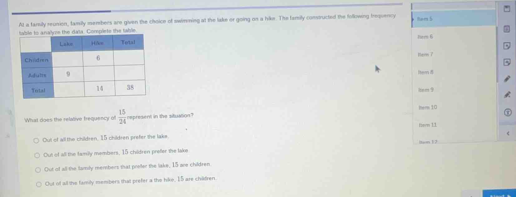 at a family reunion, family members are given the choice of swimming at…