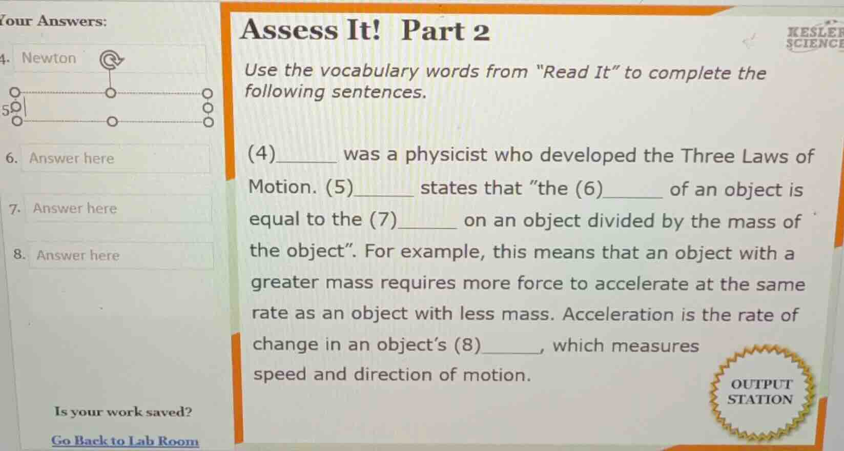 assess it! part 2 use the vocabulary words from ead it\ to complete the…