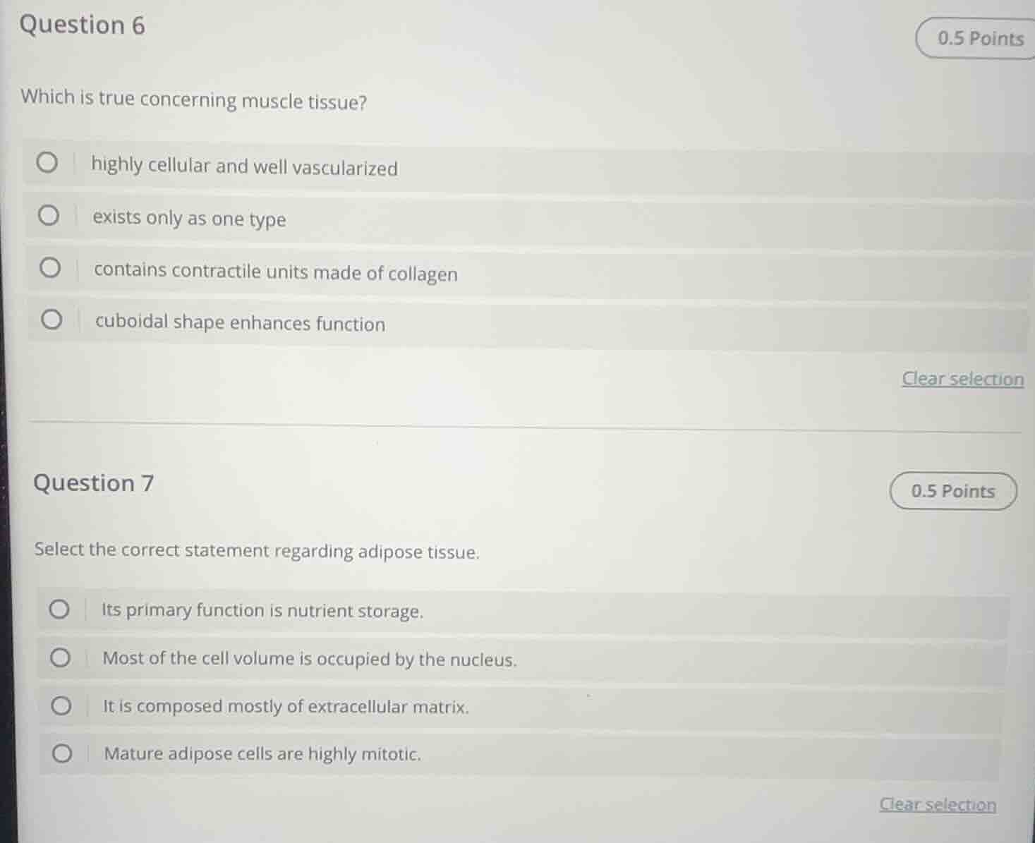 question 6 which is true concerning muscle tissue? - highly cellular an…