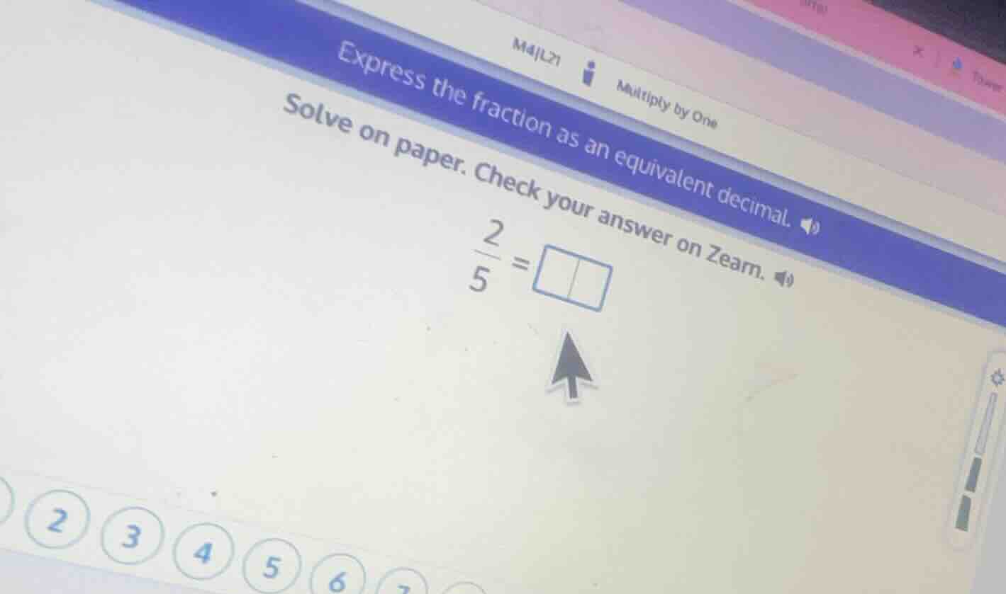 express the fraction as an equivalent decimal. solve on paper. check yo…