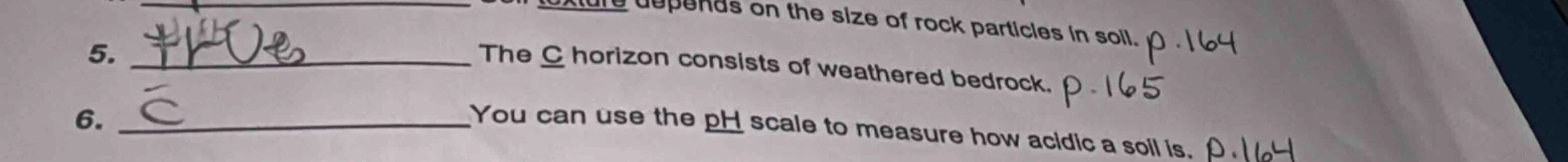 5. ______ the c horizon consists of weathered bedrock. p.165 6. ______y…