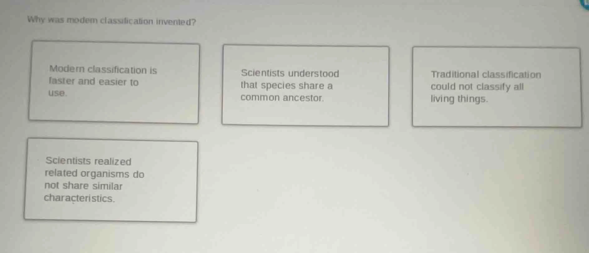 why was modern classification invented? modern classification is faster…