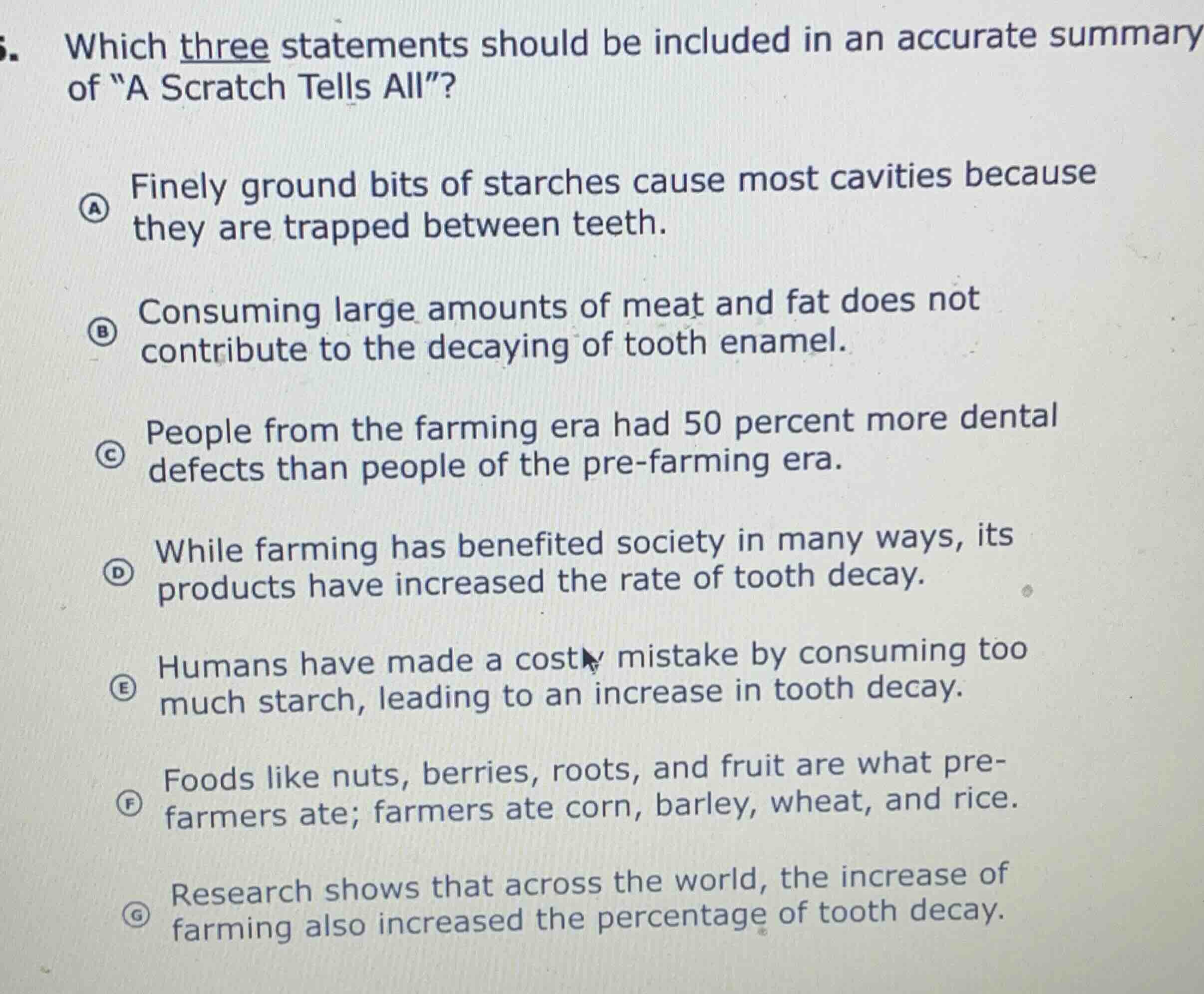 5. which three statements should be included in an accurate summary of …