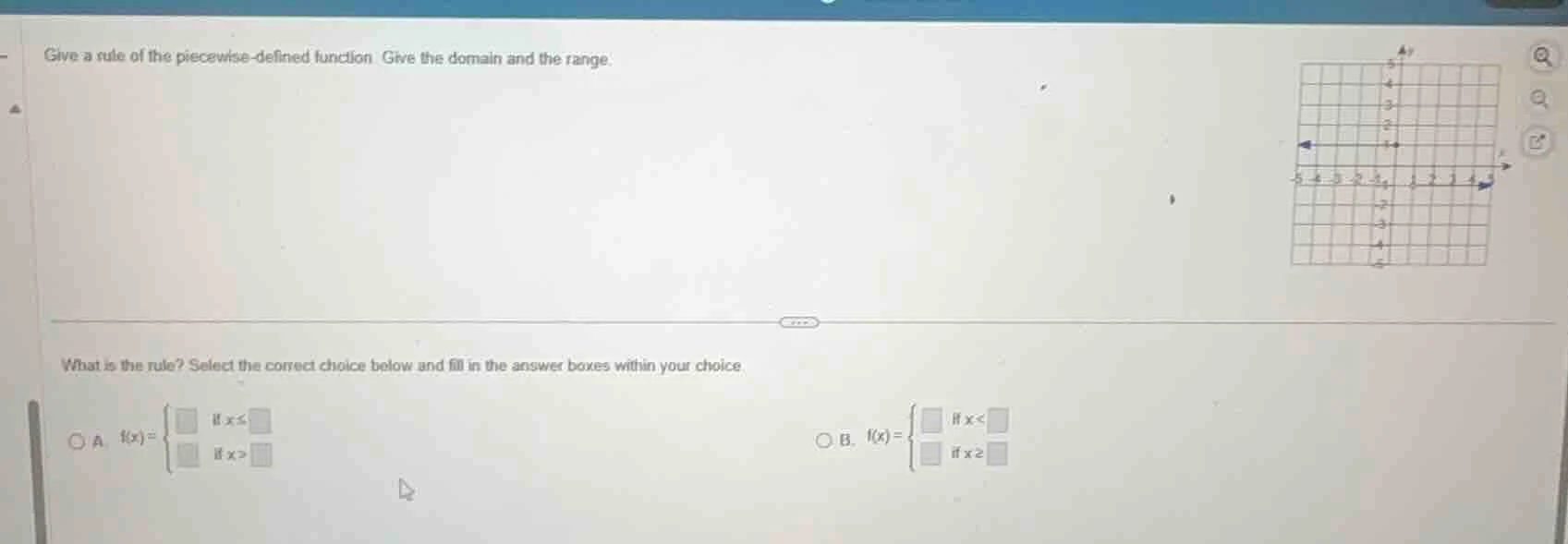 give a rule of the piecewise - defined function. give the domain and th…