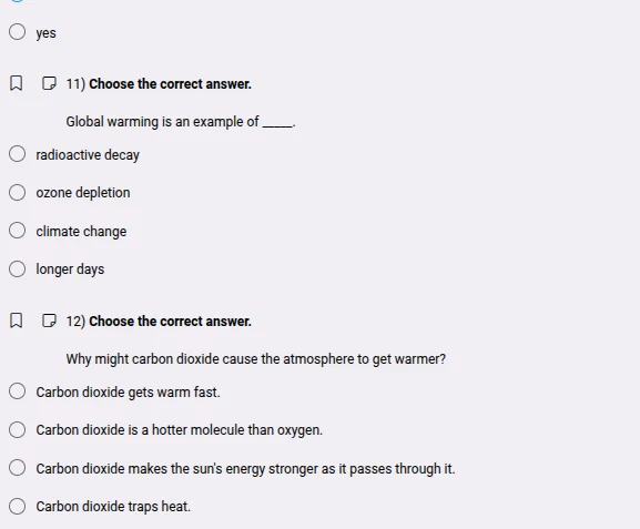 11) choose the correct answer. global warming is an example of ____. ra…