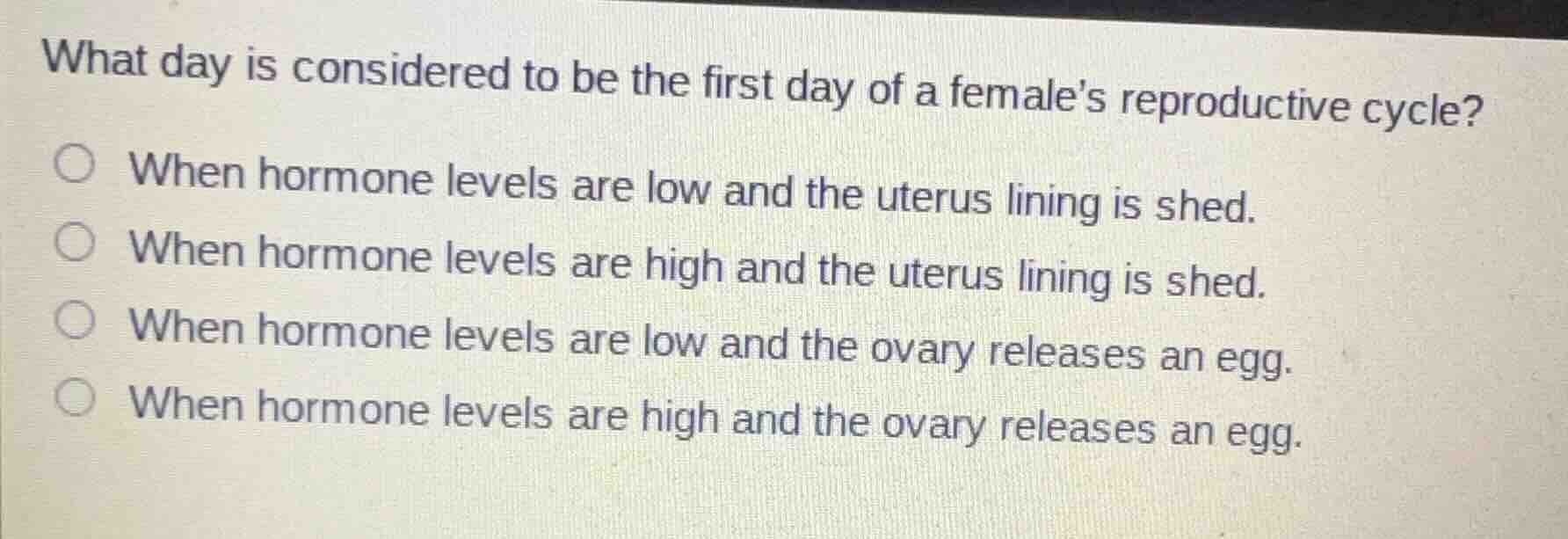 what day is considered to be the first day of a female’s reproductive c…