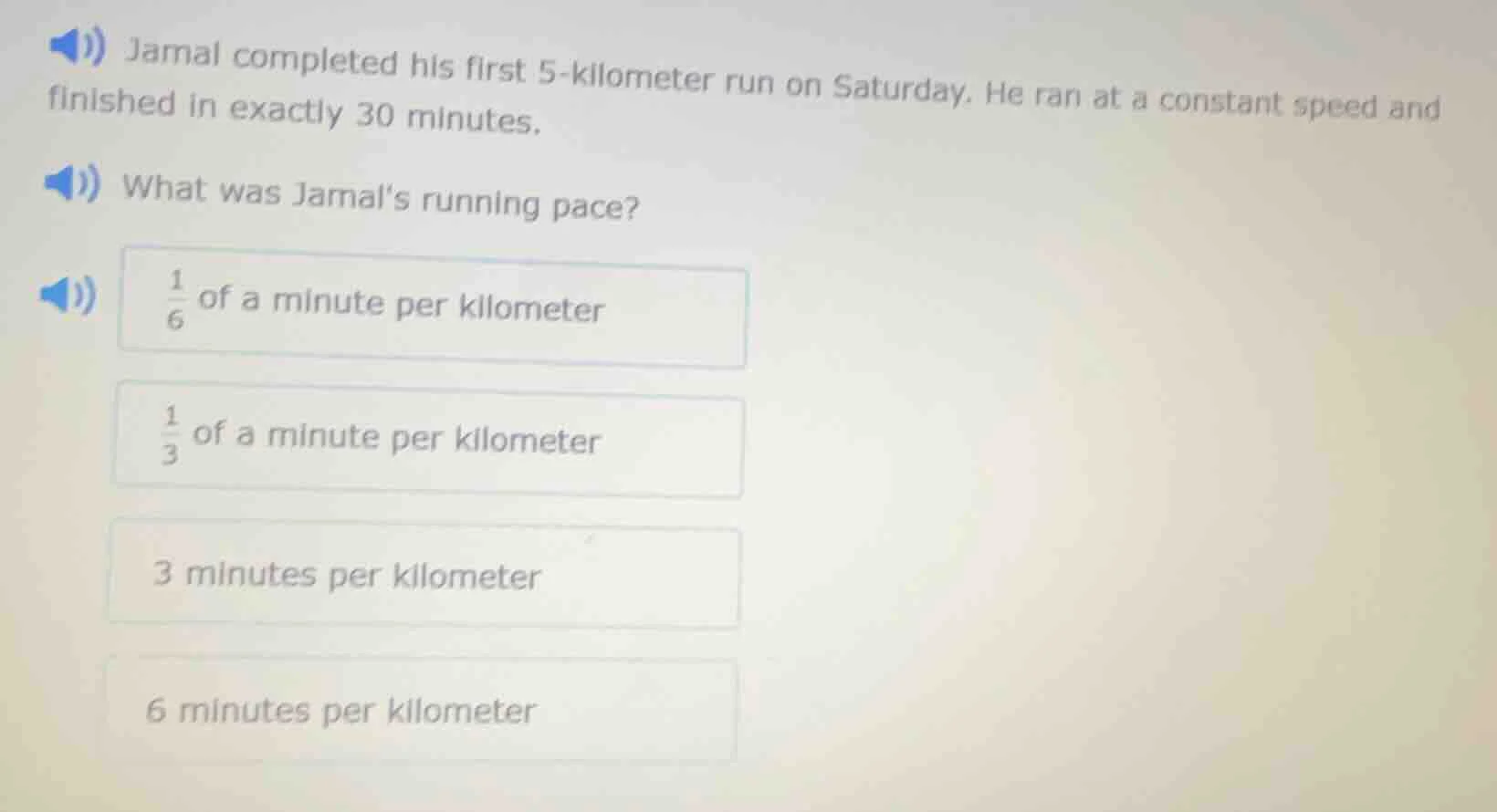 jamal completed his first 5 - kilometer run on saturday. he ran at a co…