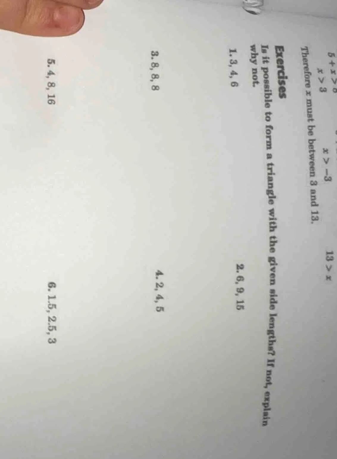 exercises is it possible to form a triangle with the given side lengths…