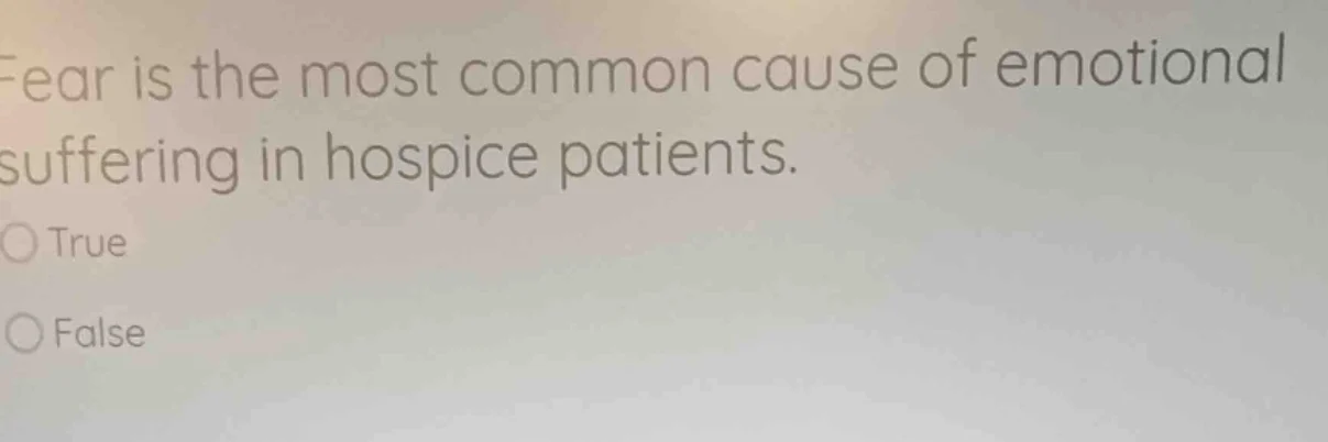 fear is the most common cause of emotional suffering in hospice patient…