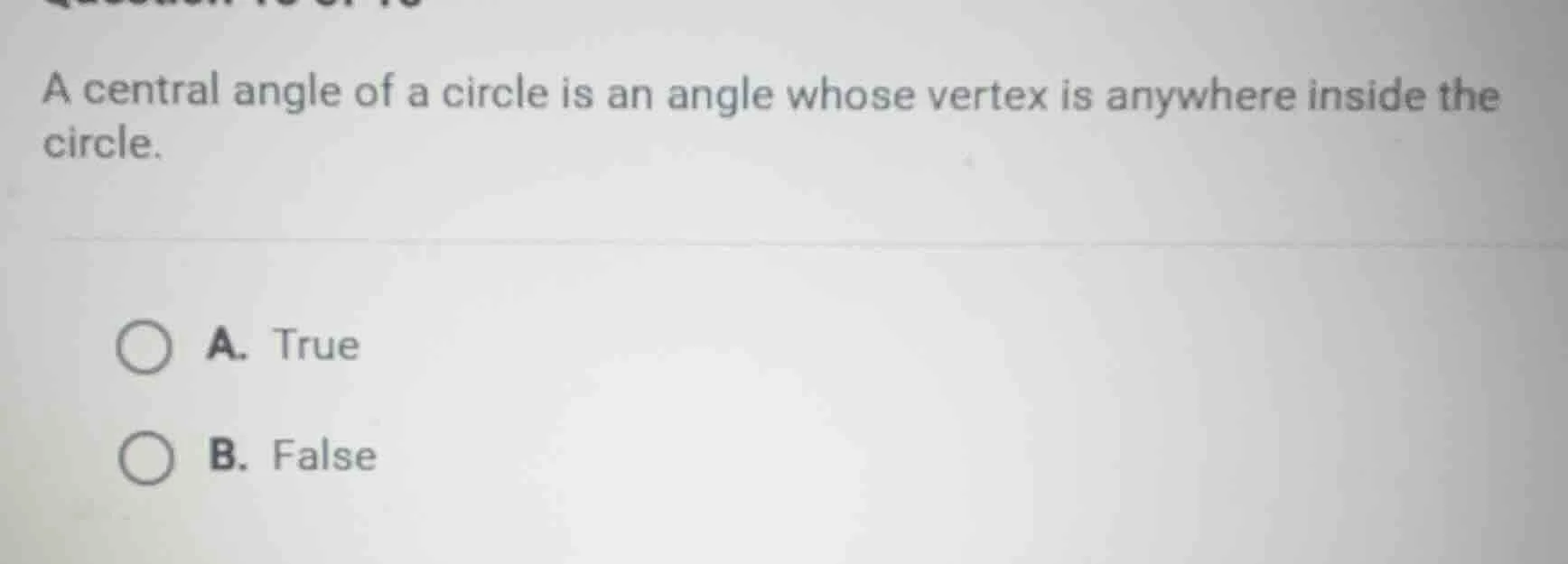 a central angle of a circle is an angle whose vertex is anywhere inside…