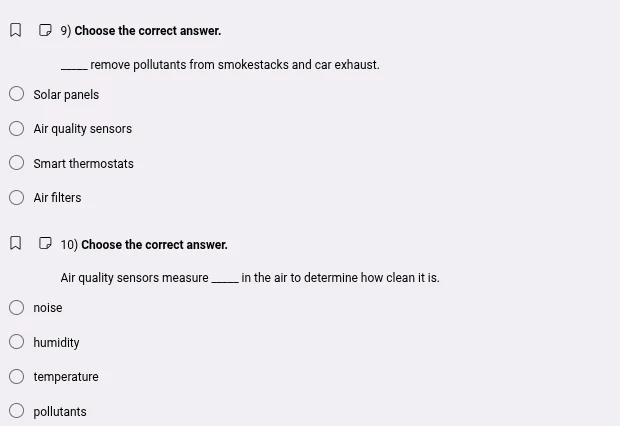 9) choose the correct answer. ____ remove pollutants from smokestacks a…