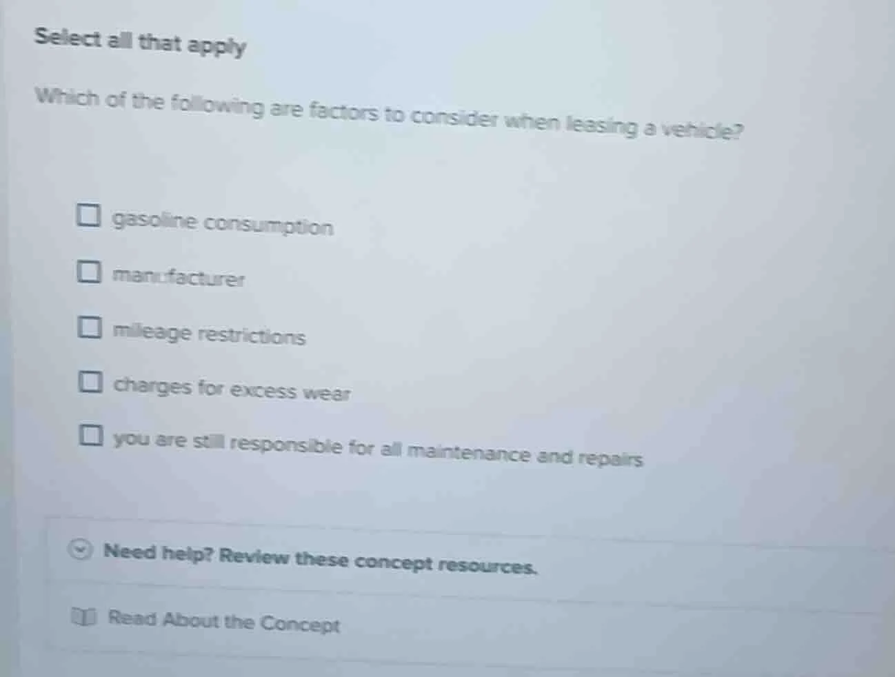 select all that apply which of the following are factors to consider wh…
