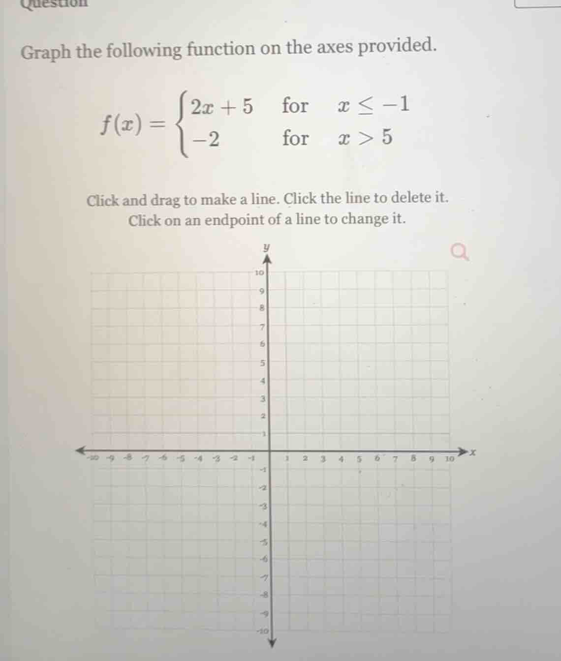 graph the following function on the axes provided. $f(x) = \\begin{case…