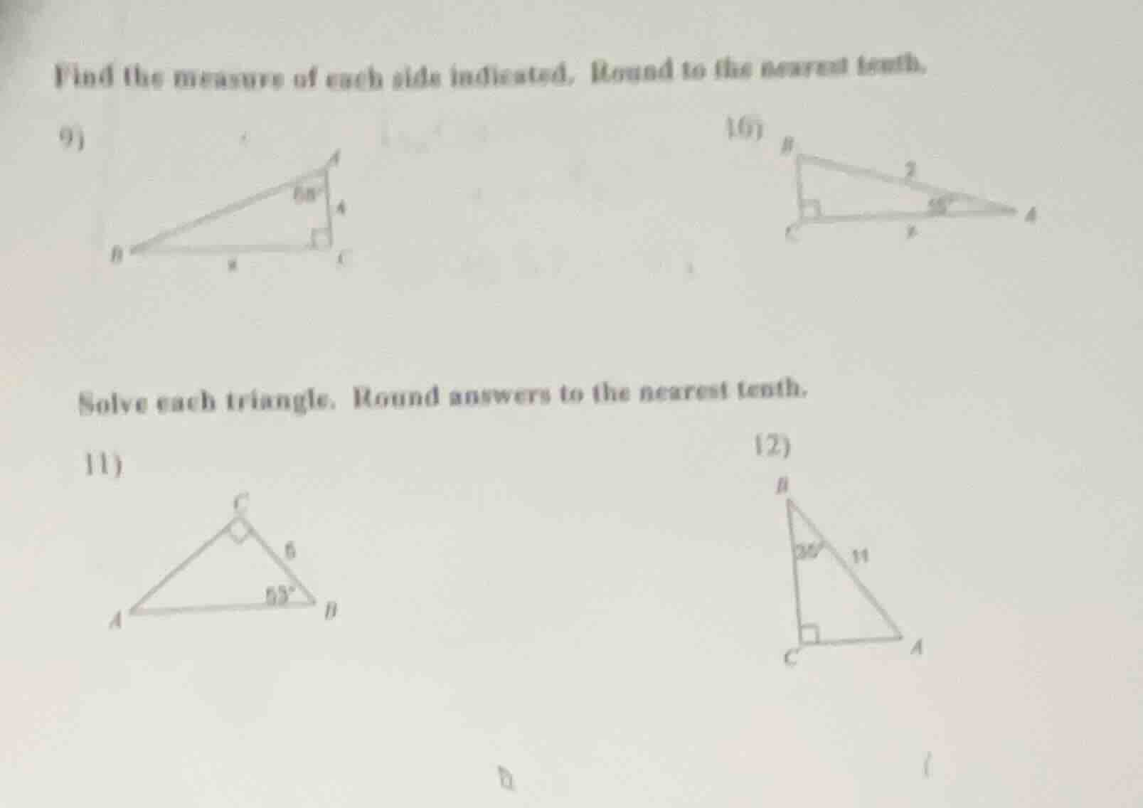 find the measure of each side indicated. round to the nearest tenth. 9)…