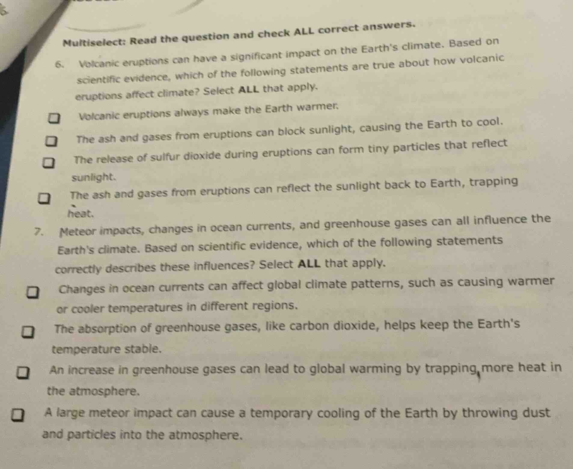 multiselect: read the question and check all correct answers. 6. volcan…