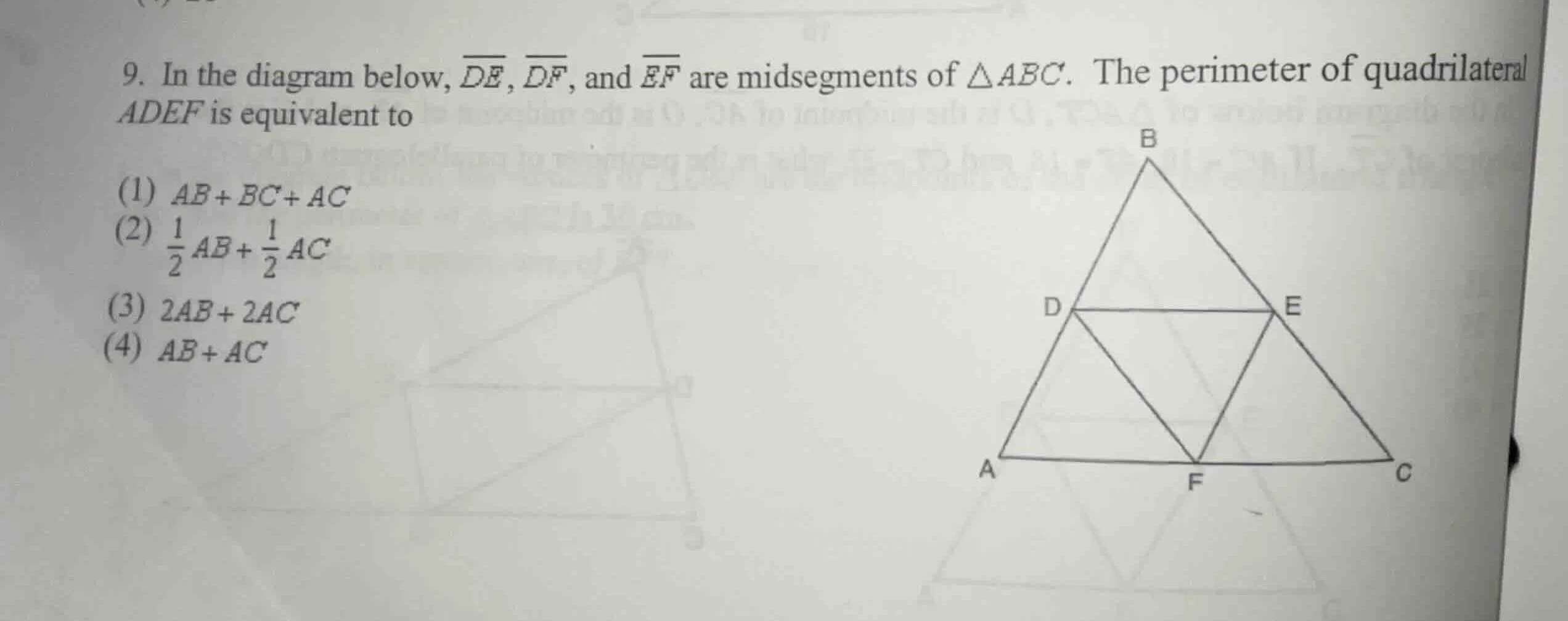 9. in the diagram below, \\(\\overline{de}\\), \\(\\overline{df}\\), an…