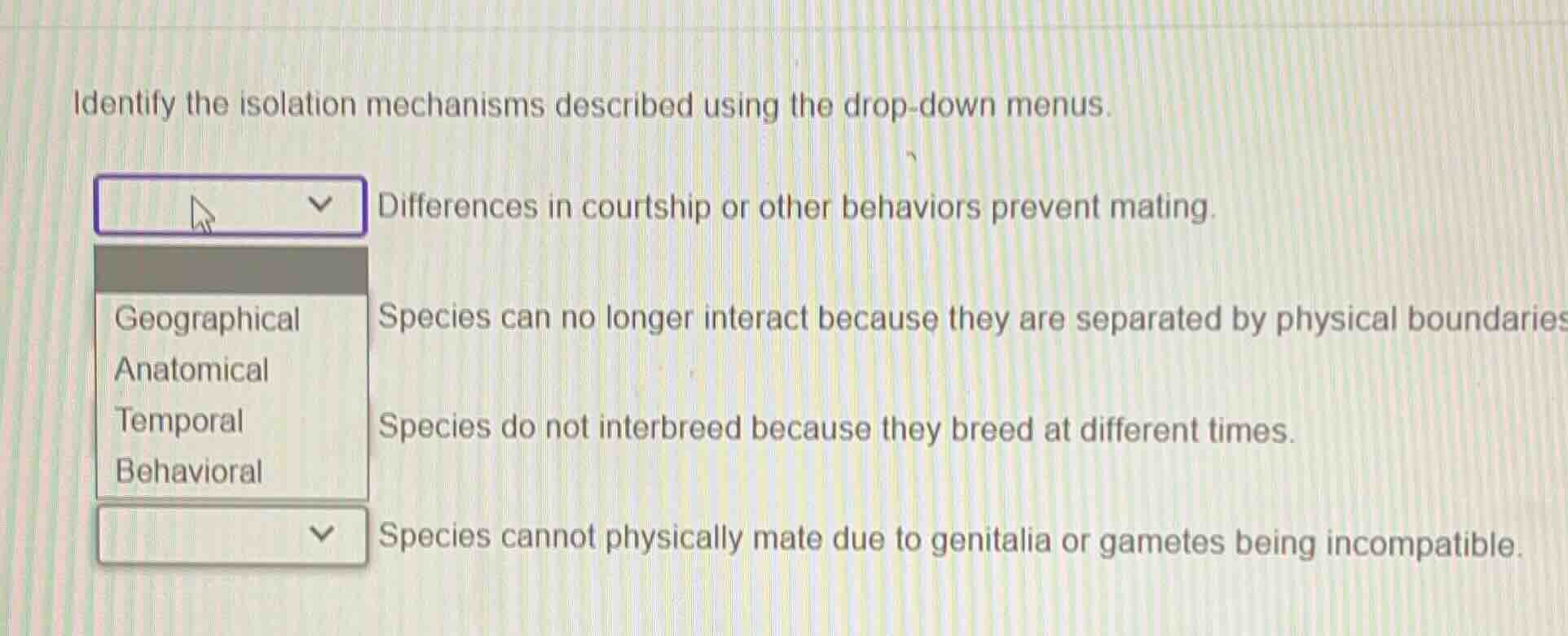 identify the isolation mechanisms described using the drop - down menus…