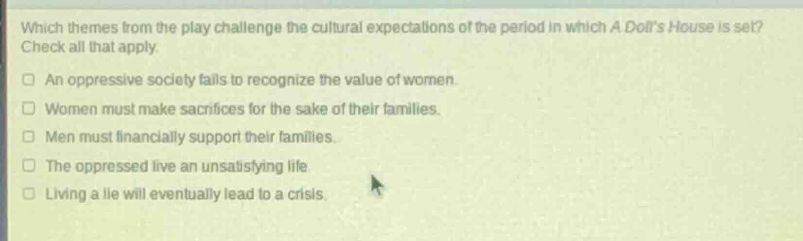 which themes from the play challenge the cultural expectations of the p…