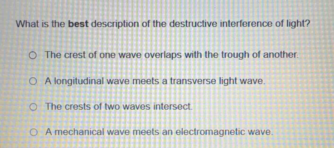 what is the best description of the destructive interference of light? …