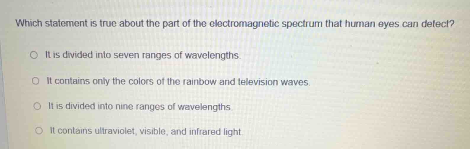 which statement is true about the part of the electromagnetic spectrum …