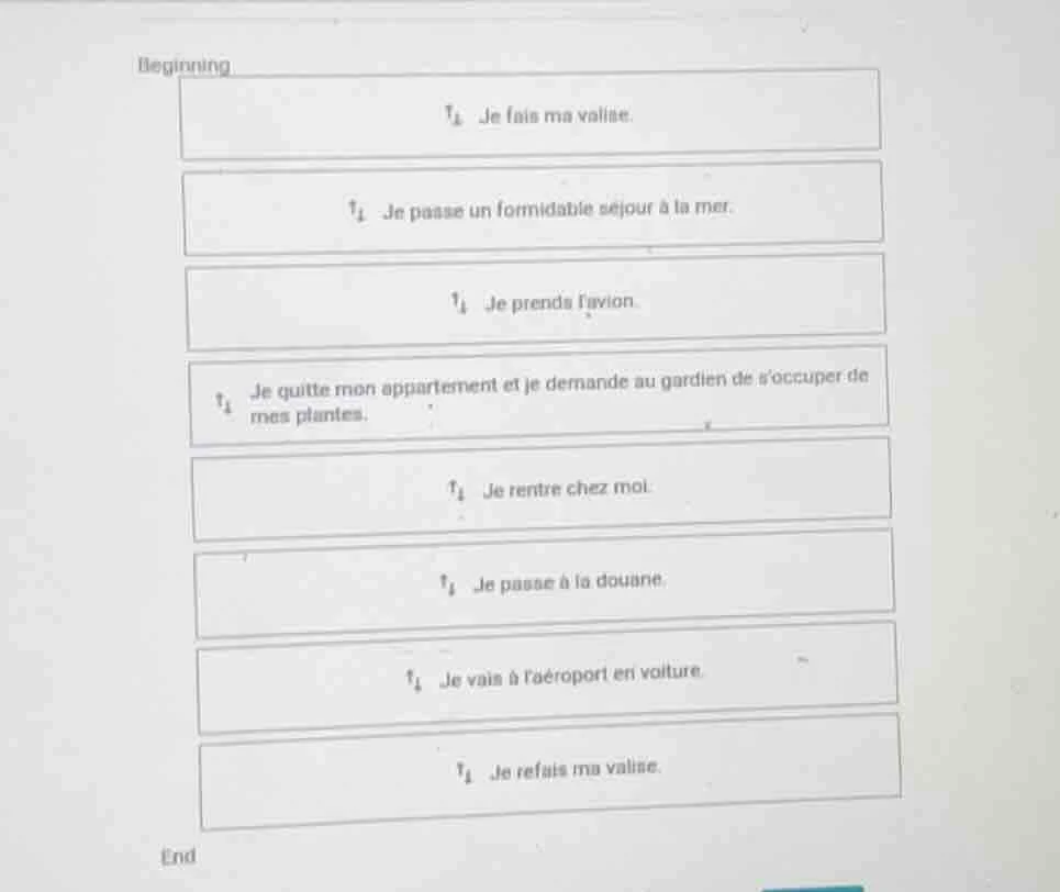 beginning je fais ma valise. je passe un formidable séjour à la mer. je…