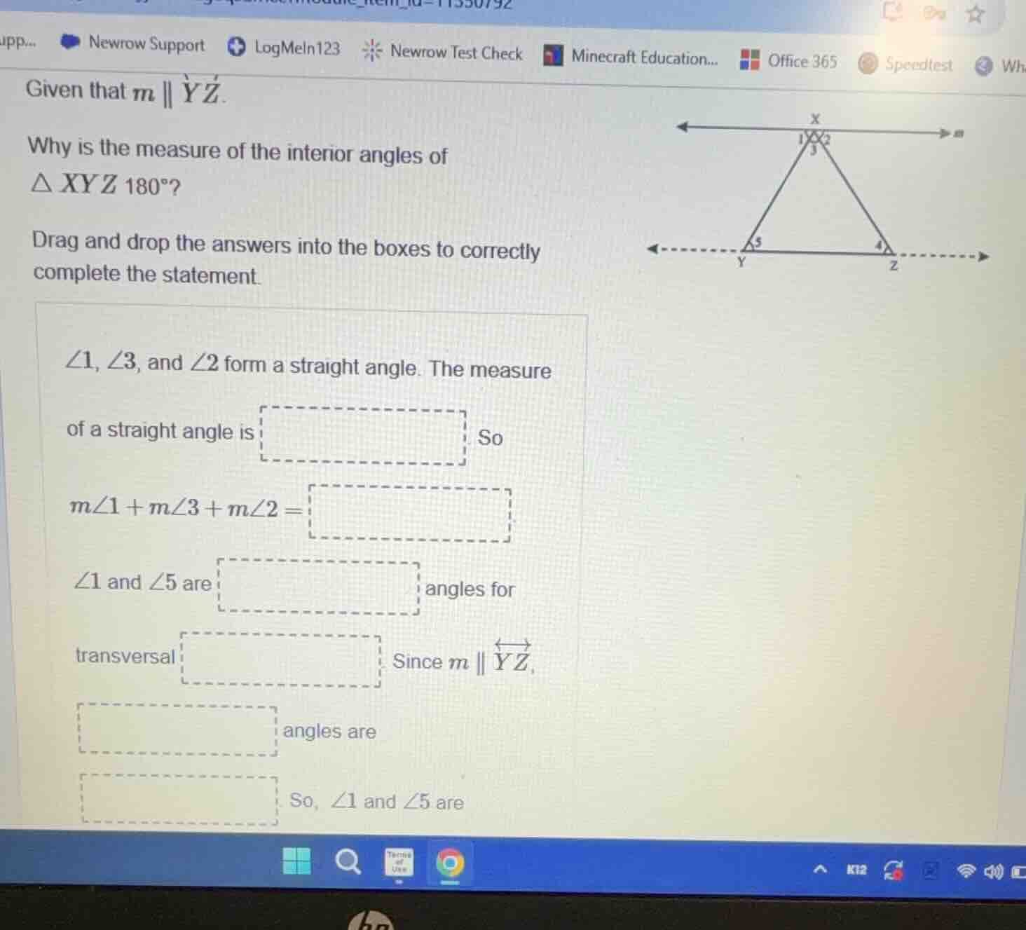 given that $m \\parallel \\overleftrightarrow{yz}$. why is the measure …