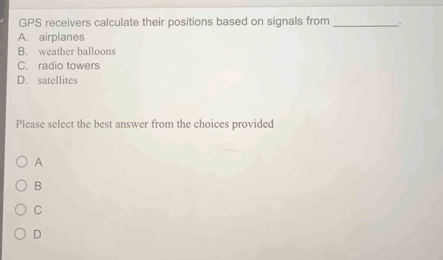 gps receivers calculate their positions based on signals from _________…