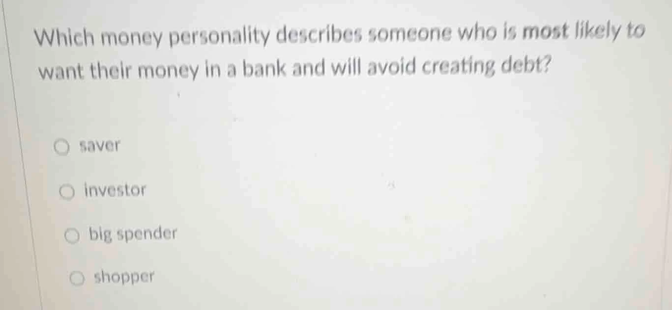 which money personality describes someone who is most likely to want th…