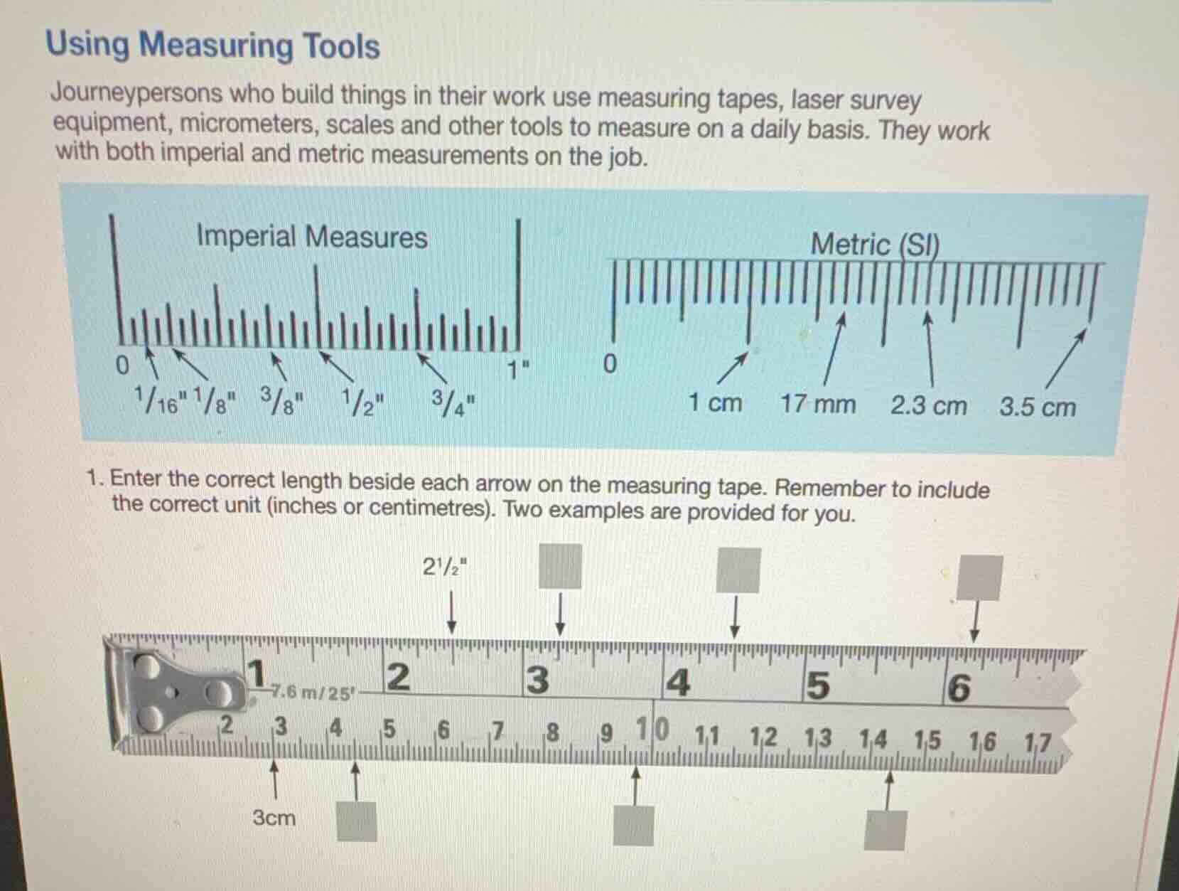 using measuring tools journeypersons who build things in their work use…
