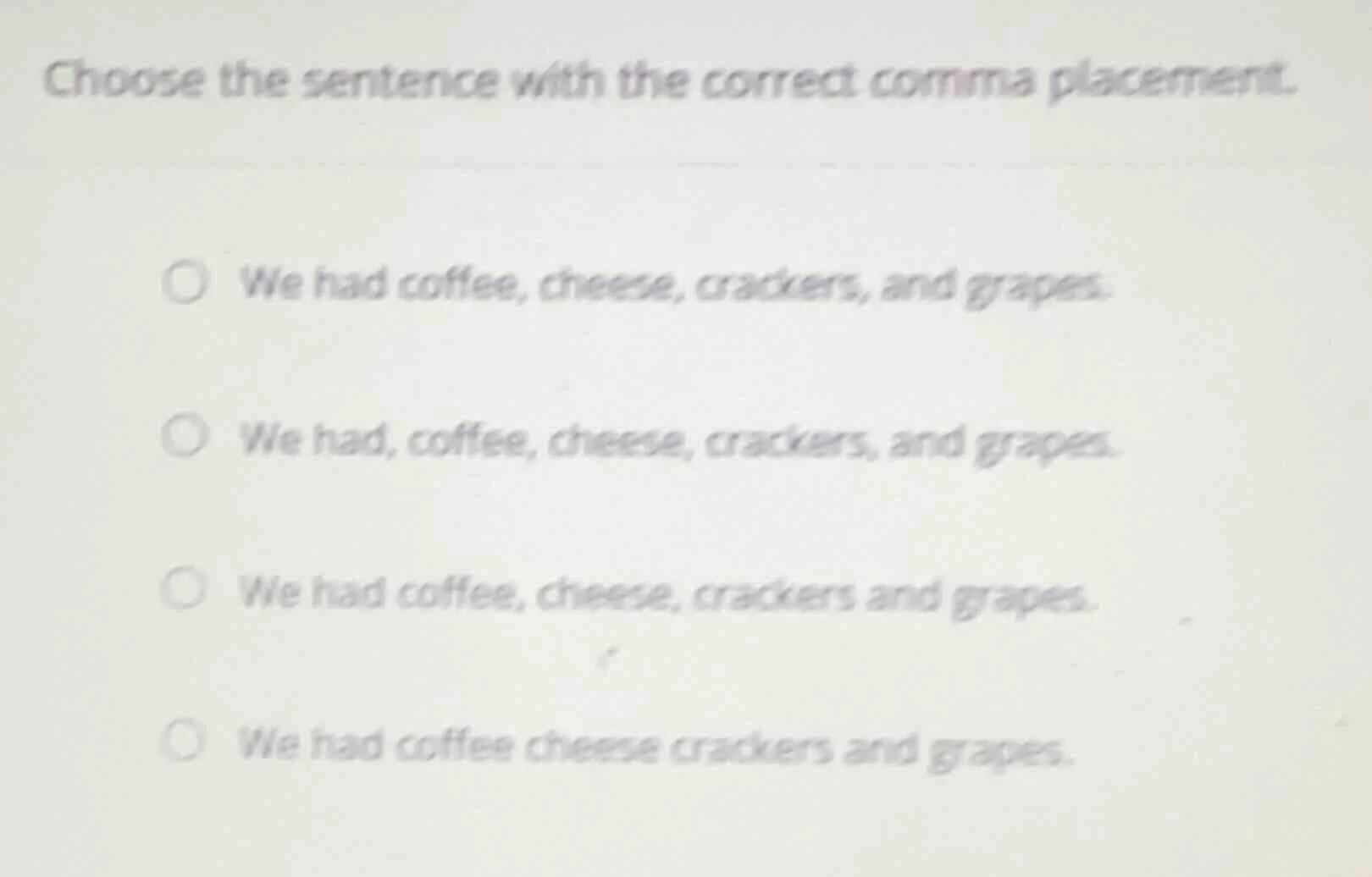 choose the sentence with the correct comma placement. - we had coffee, …