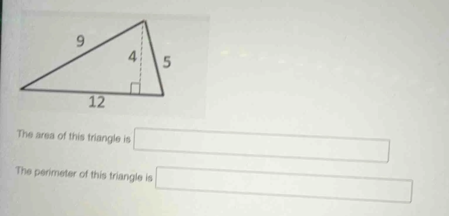 the area of this triangle is the perimeter of this triangle is