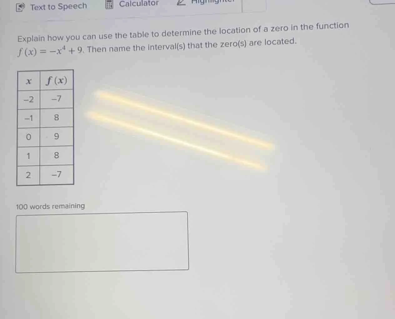 explain how you can use the table to determine the location of a zero i…