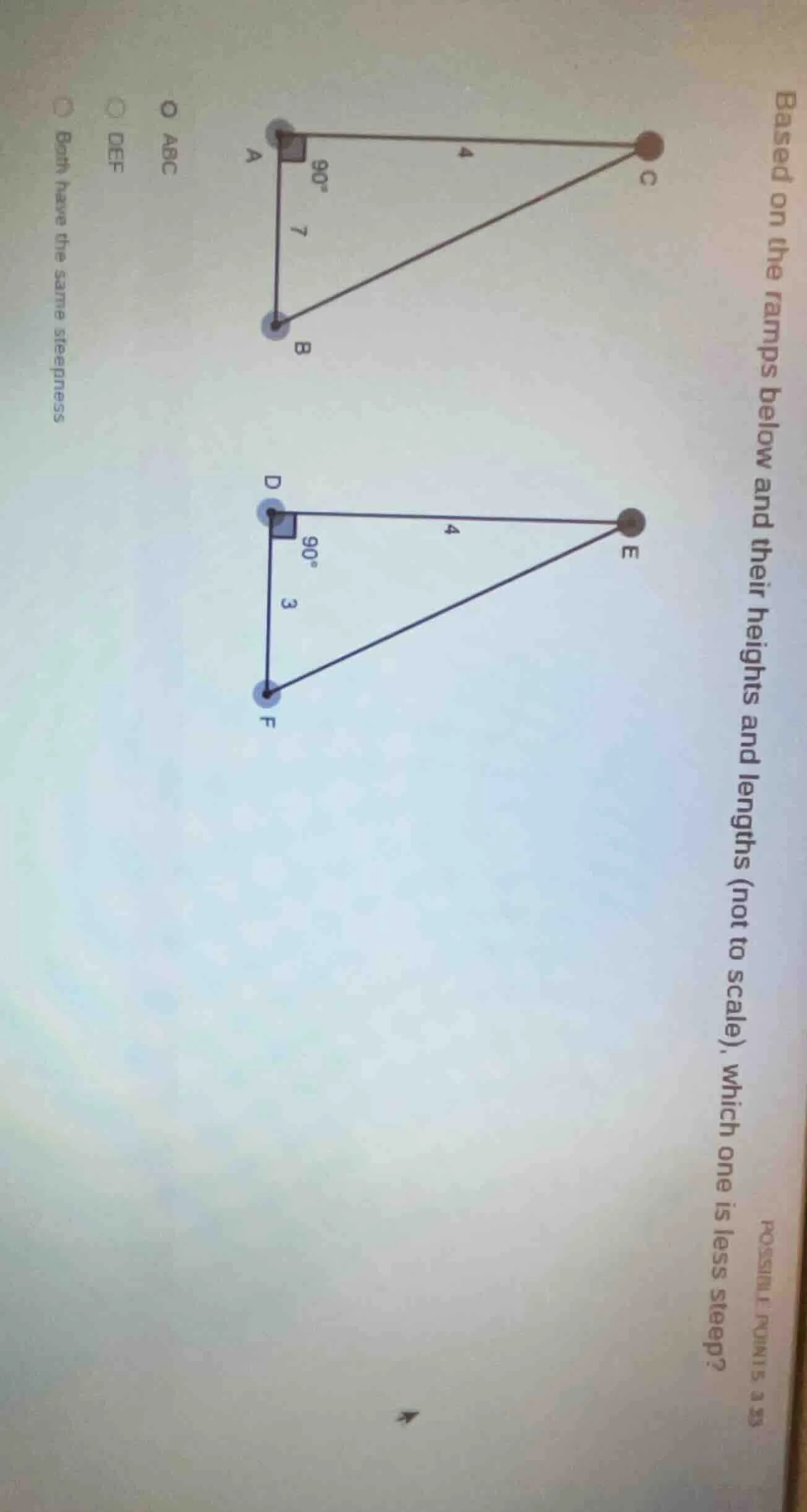 based on the ramps below and their heights and lengths (not to scale), …
