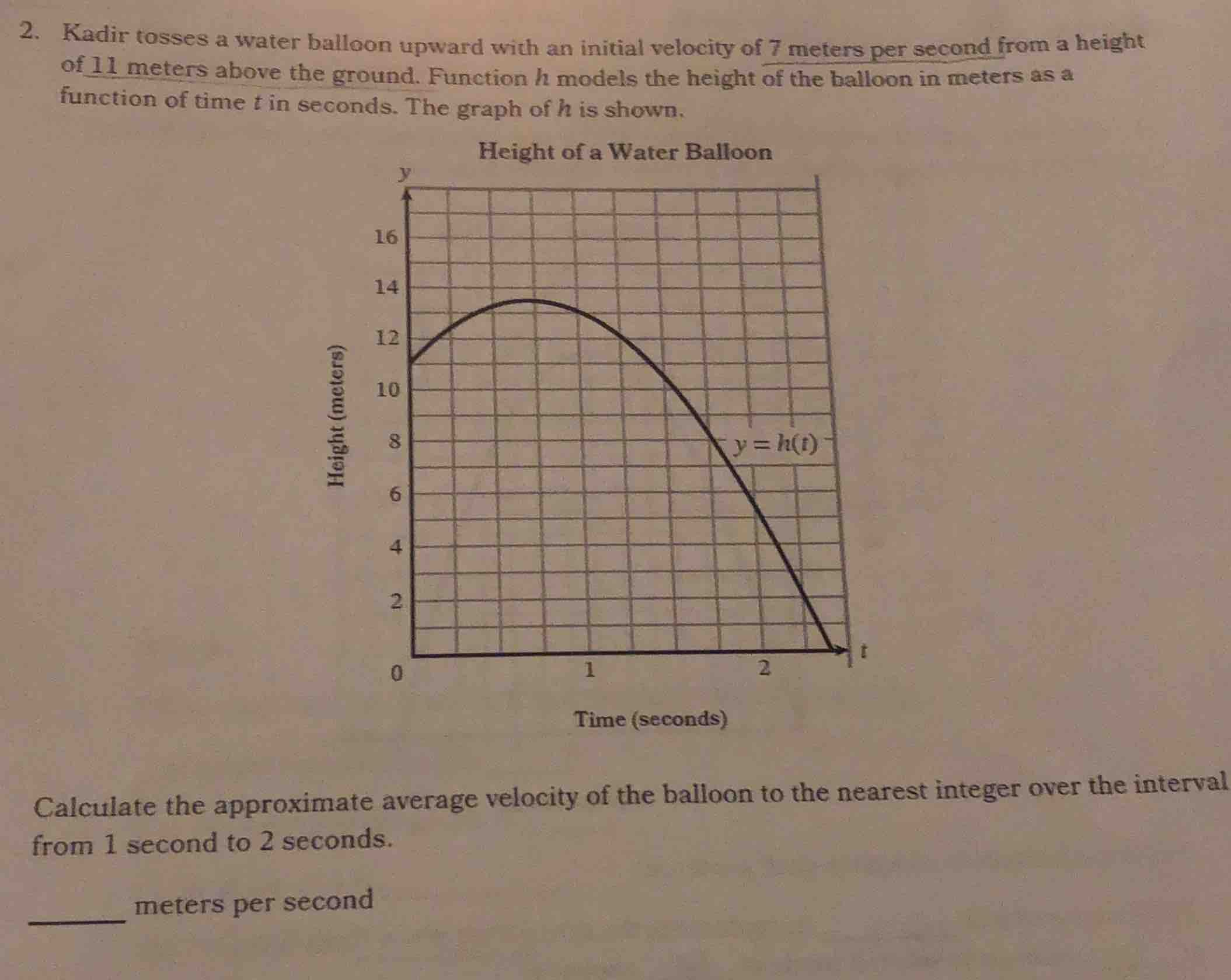2. kadir tosses a water balloon upward with an initial velocity of 7 me…