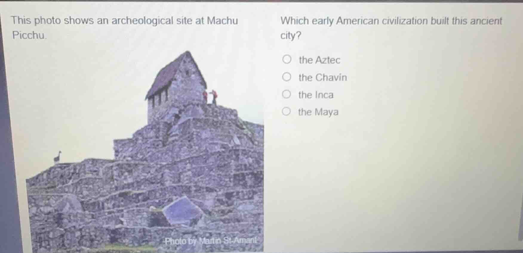this photo shows an archeological site at machu picchu. which early ame…
