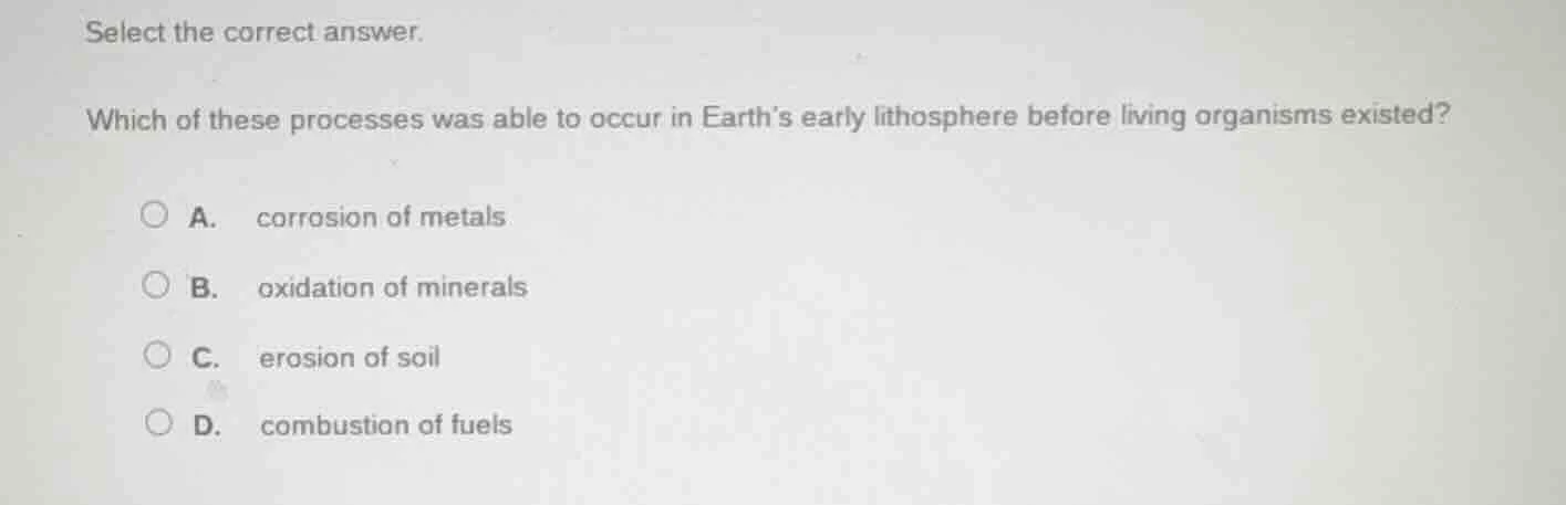 select the correct answer. which of these processes was able to occur i…