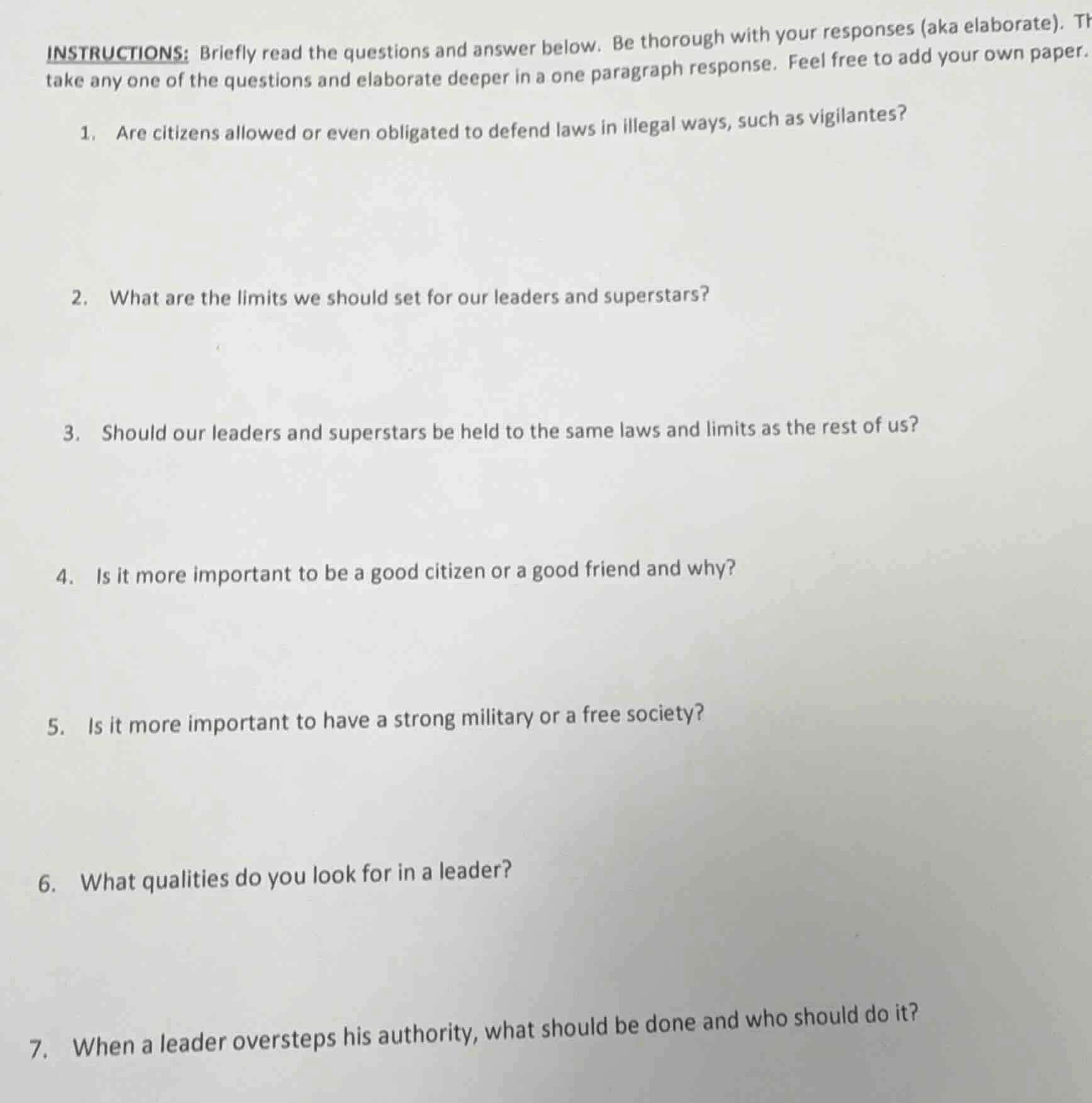 instructions: briefly read the questions and answer below. be thorough …