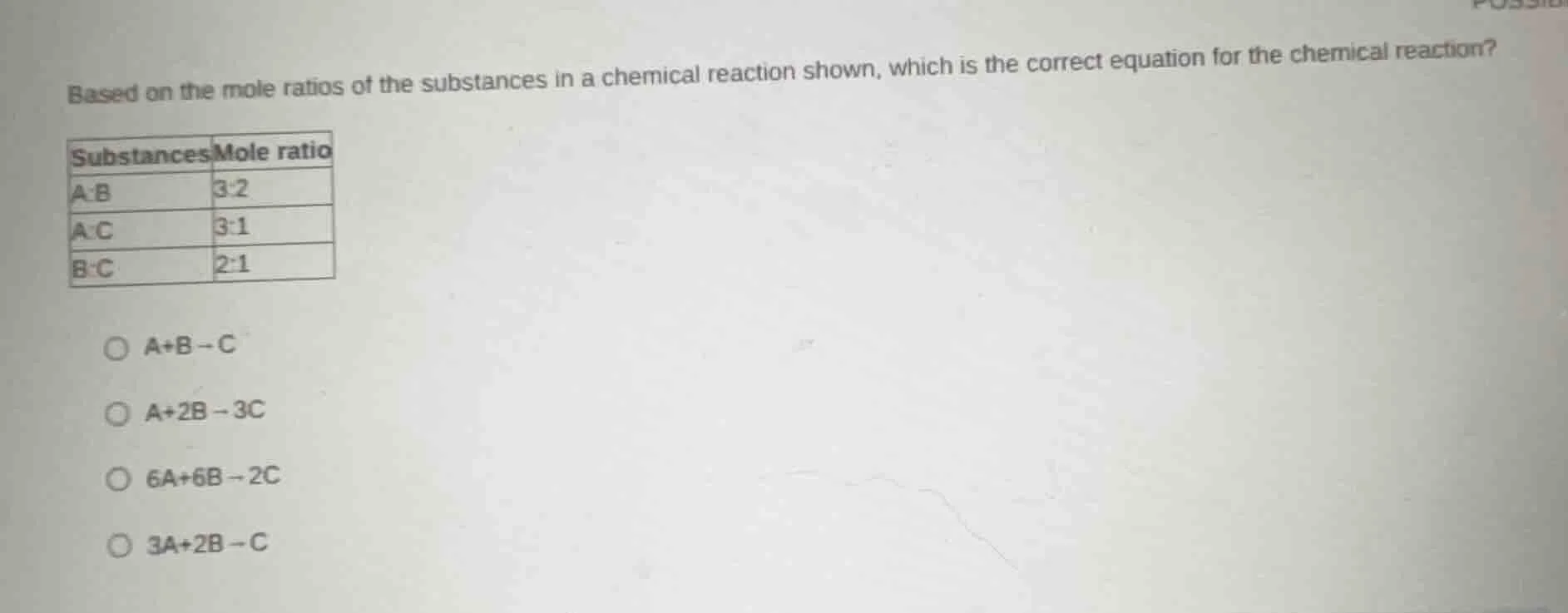 based on the mole ratios of the substances in a chemical reaction shown…