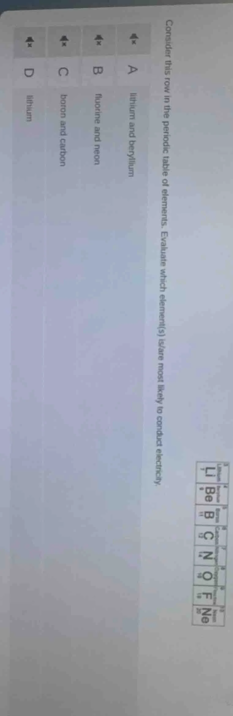 consider this row in the periodic table of elements. evaluate which ele…